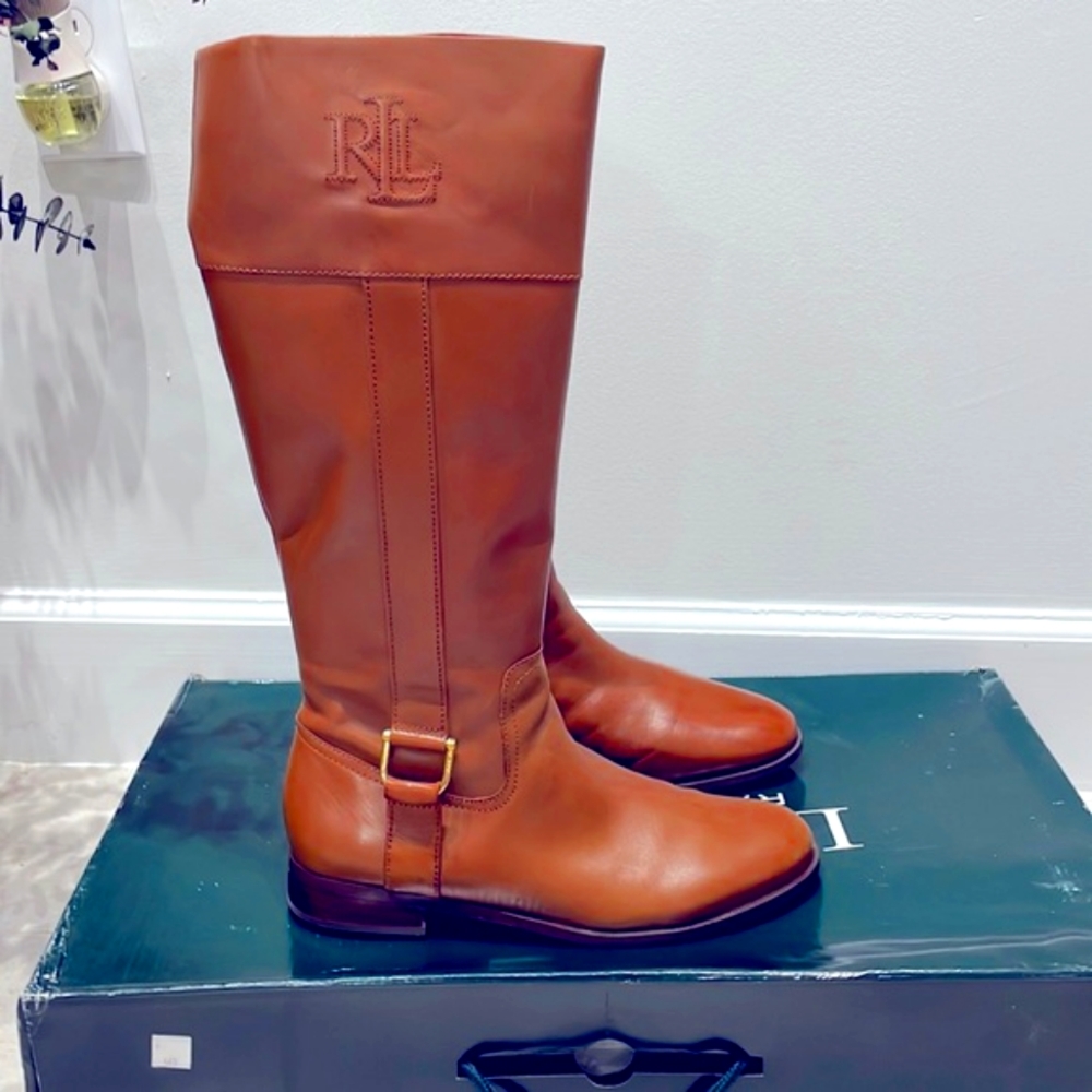 Lauren by Ralph Womens Bernadine Leather Round Toe